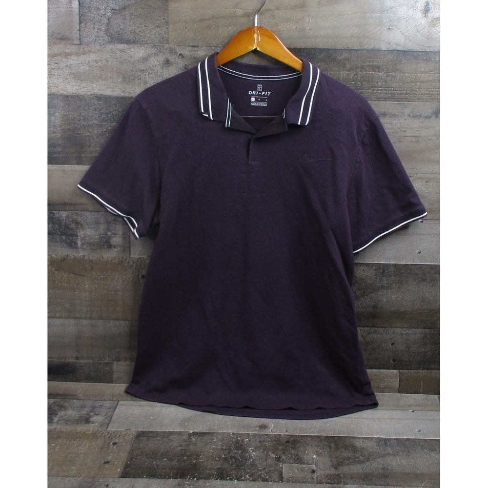 Nike Polo Shirt Mens Large Purple Court Challenge Short Sleeve Swoosh Tennis - Picture 2 of 11